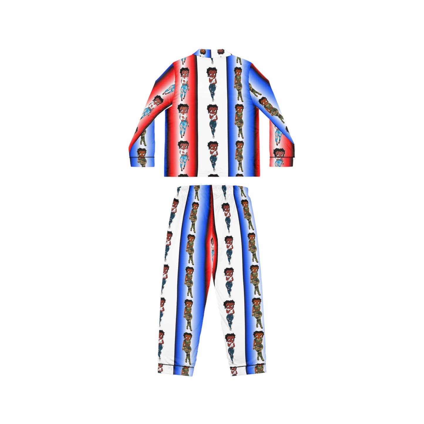 Betty boop red white and blue Women's Satin Pajamas (AOP)