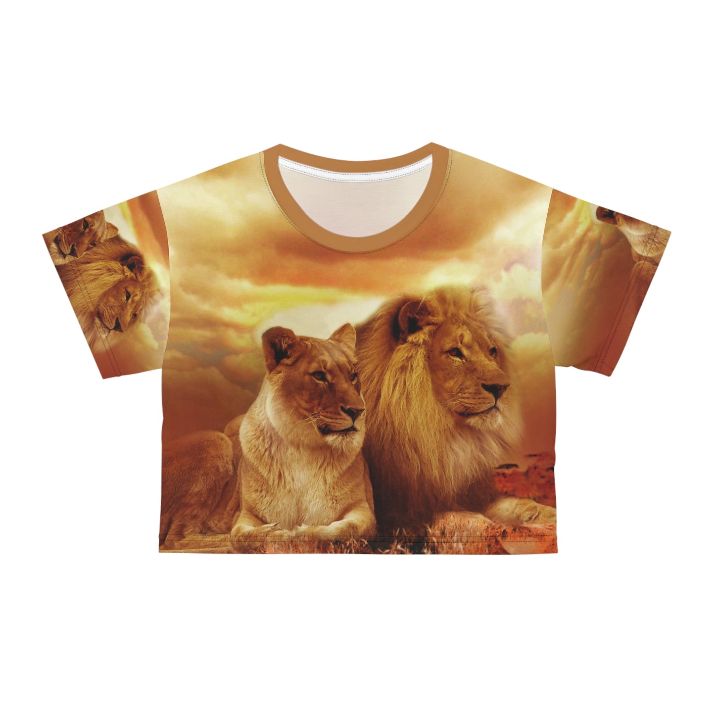 Lion and lioness ,Leo ,AOP Crop Tee