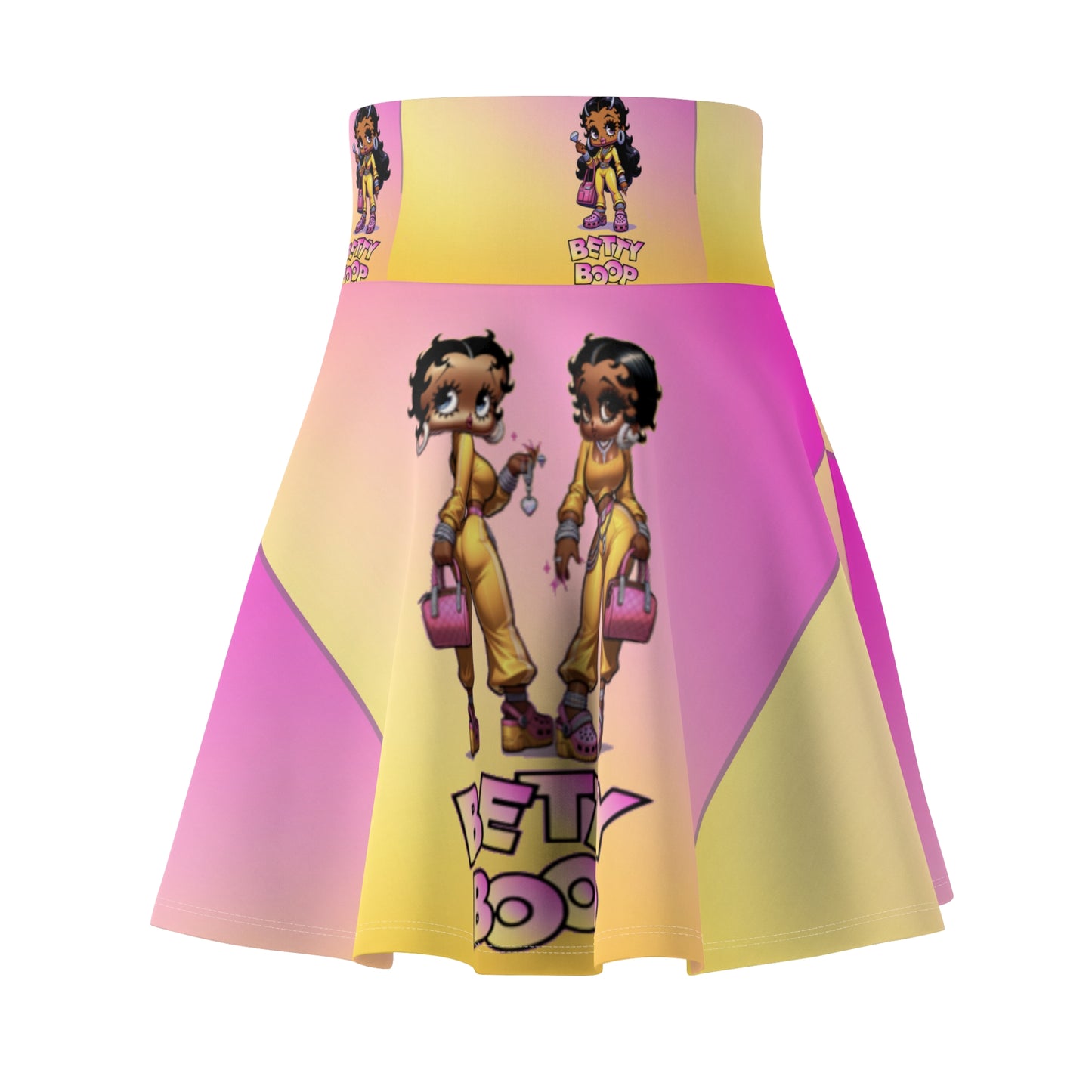 Betty boop pink and yellow Women's Skater Skirt (AOP)