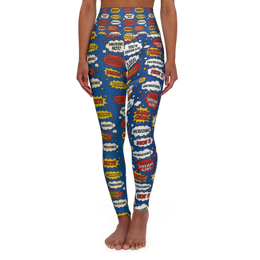 Positive affirmations blue Vibrant High Waisted Yoga Leggings, Colorful Activewear, Pilates Pants, Fitness Leggings, Yoga Outfits, Stylish Exercise Clothing