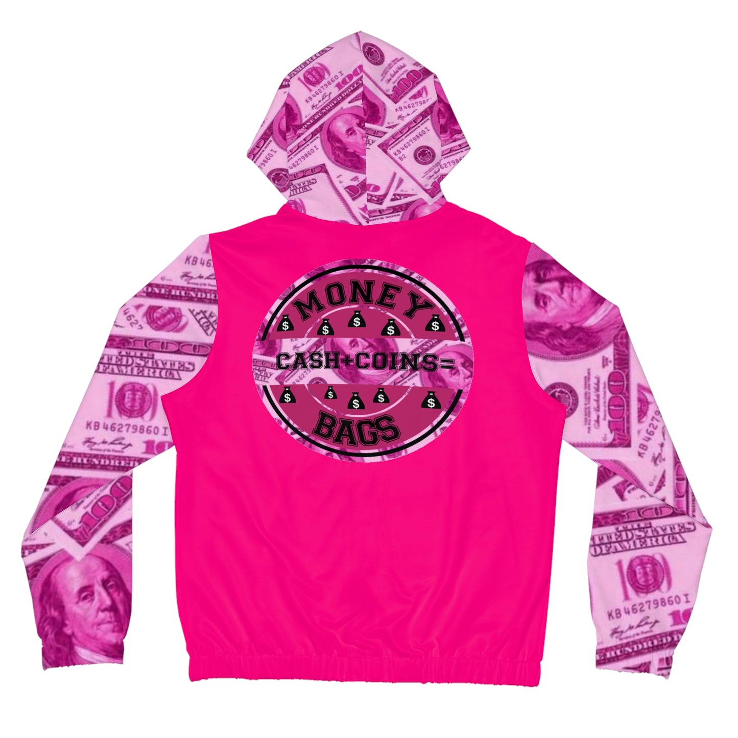 Money bags pink Women’s Full-Zip Hoodie (AOP)