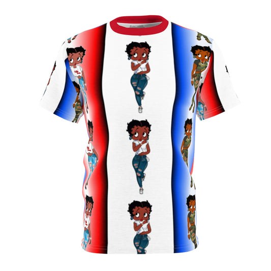 Betty boop red white and blue Unisex AOP Cut & Sew Tee