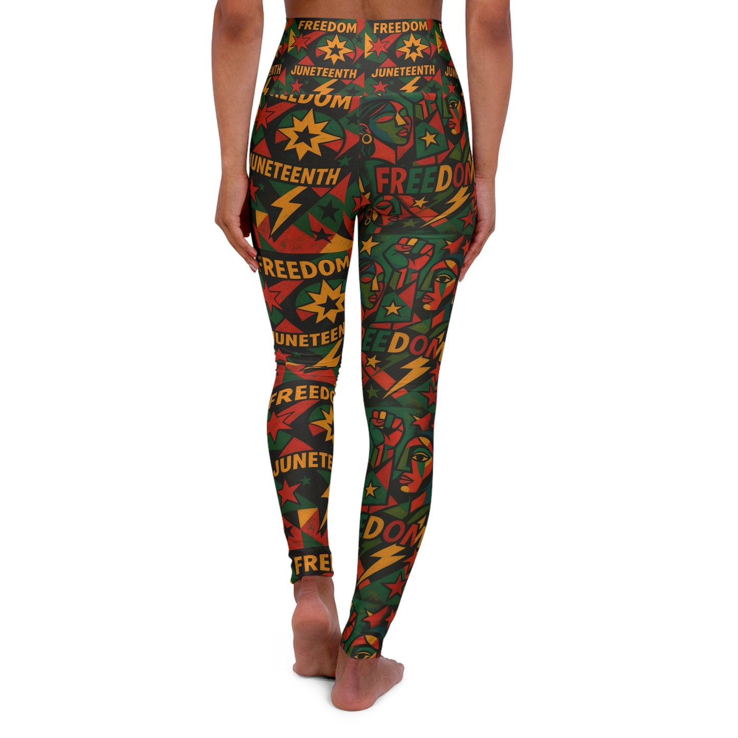 Juneteenth freedom theme Vibrant High Waisted Yoga Leggings, Colorful Activewear, Pilates Pants, Fitness Leggings, Yoga Outfits, Stylish Exercise Clothing