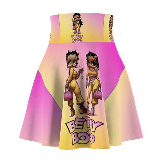 Betty boop pink and yellow Women's Skater Skirt (AOP)