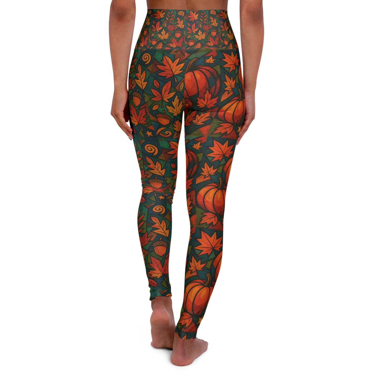 Fall Time theme Vibrant High Waisted Yoga Leggings, Colorful Activewear, Pilates Pants, Fitness Leggings, Yoga Outfits, Stylish Exercise Clothing
