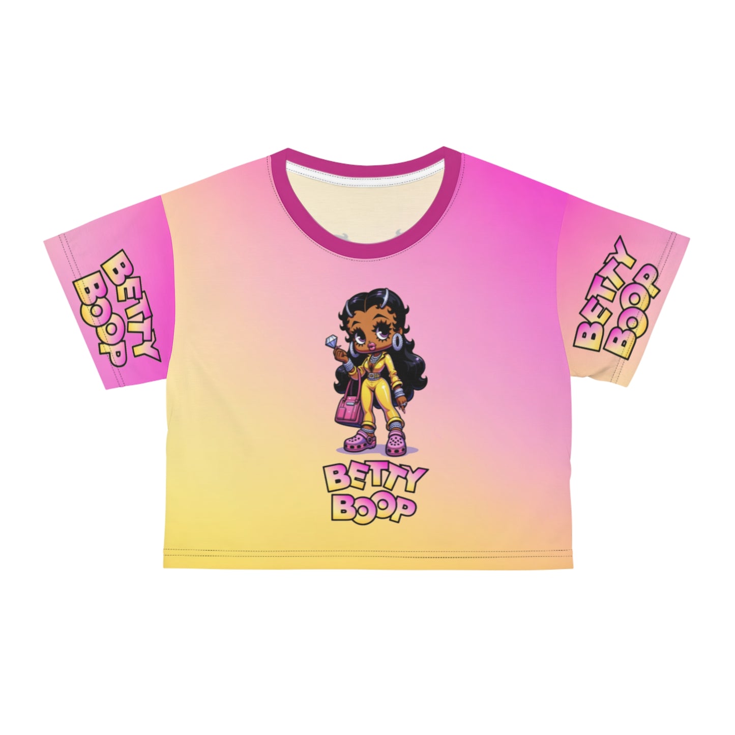 Betty boop pink and yellow Crop Tee (AOP)