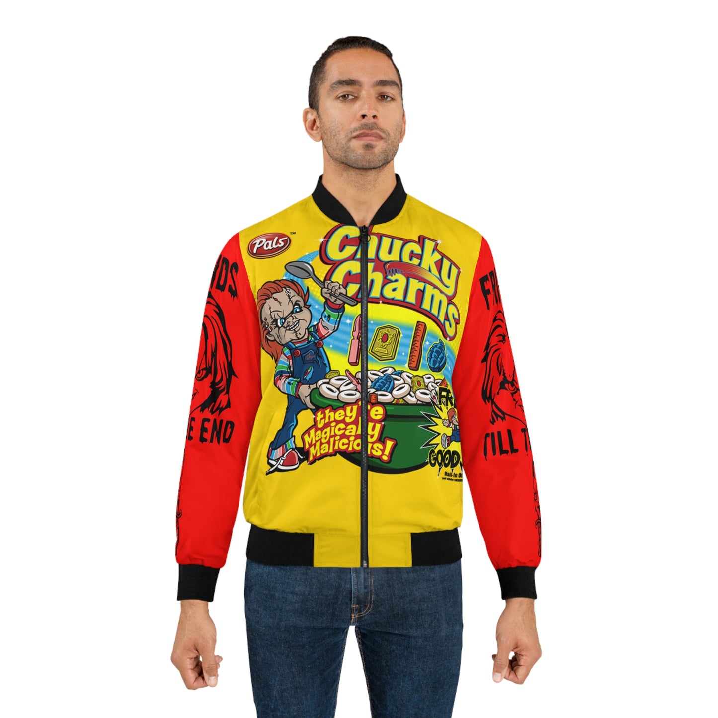 Chucky charms yellow and red Men's Bomber Jacket (AOP)