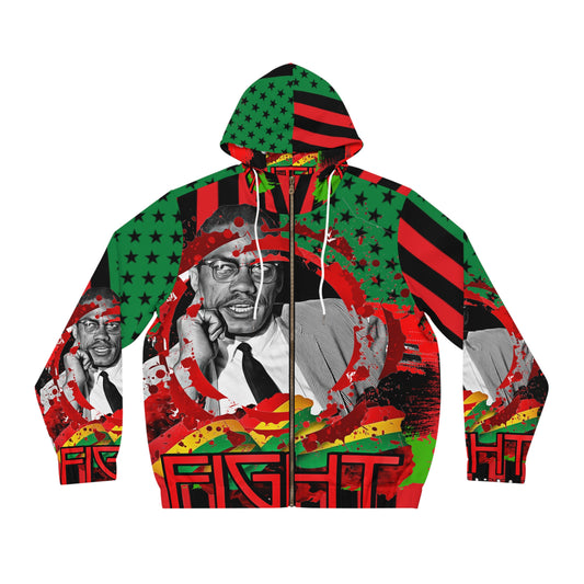 Malcolm x Men's Full-Zip Hoodie (AOP)