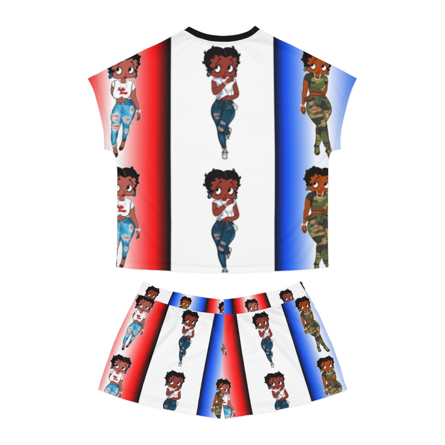 Betty boop red white and blue Women's Short Pajama Set (AOP)