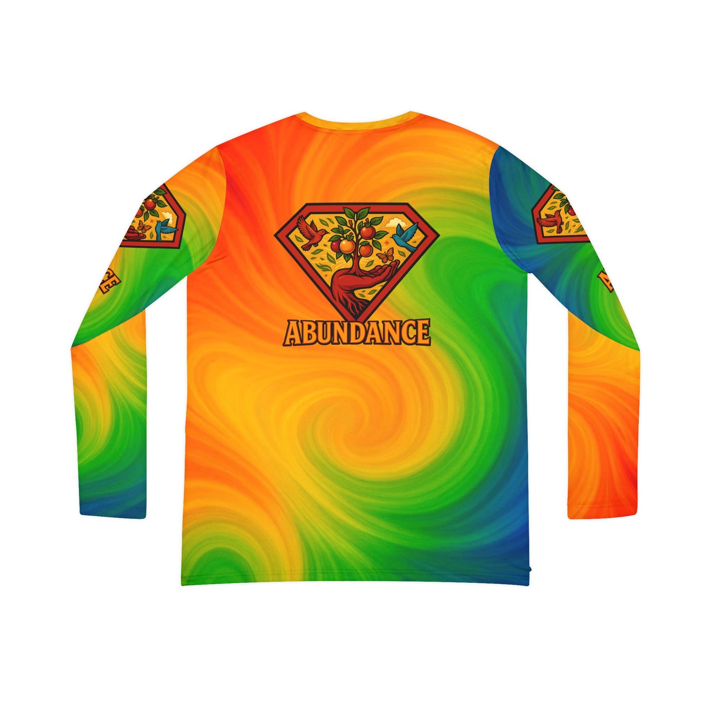 Abundance Long Sleeve V-neck Shirt, Rainbow Vibe Top, Gift for Her, Boho Style Apparel, Positive Energy Wear, Colorful Everyday Fashion