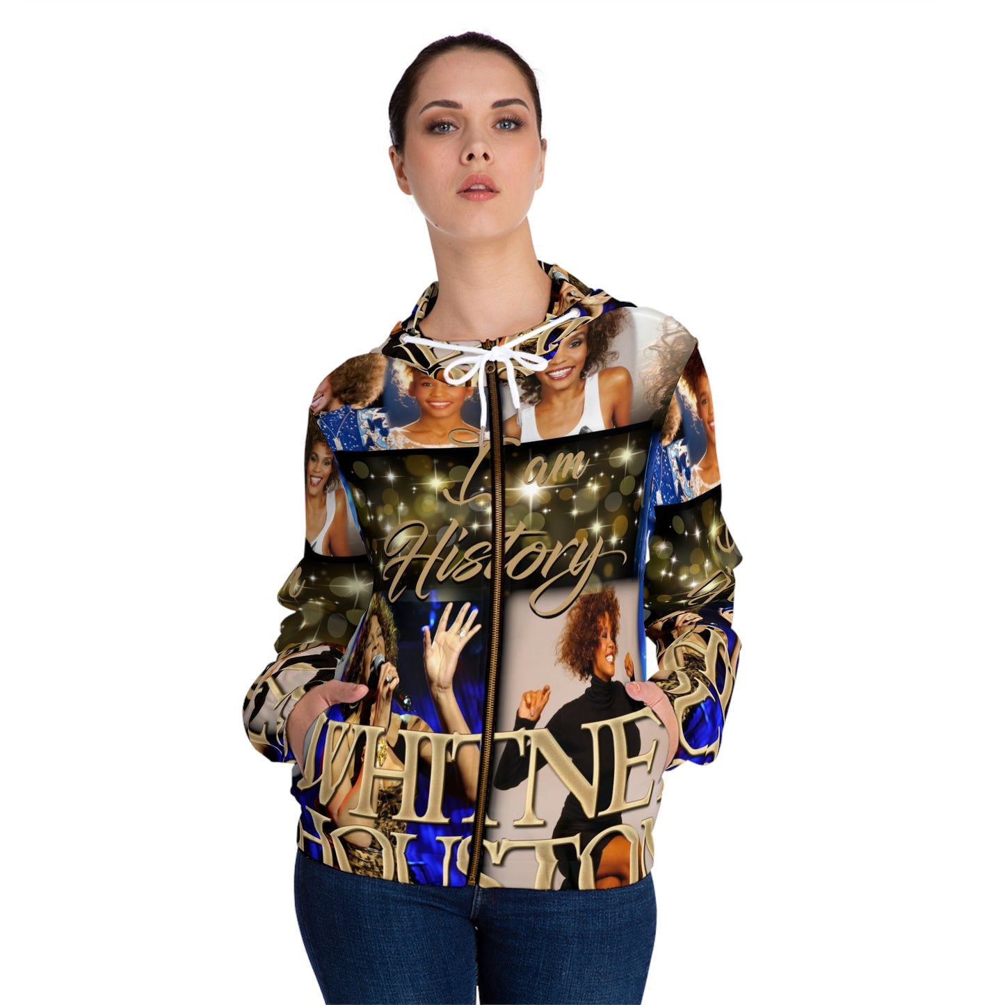 Whitney Houston Womens Full-Zip Hoodie (AOP)