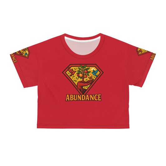 Abundance Vibrant Crop Tee, Superhero Style Shirt, Unique Boho Top, Colorful Summer Wear, Gift for Her, Festival Fashion