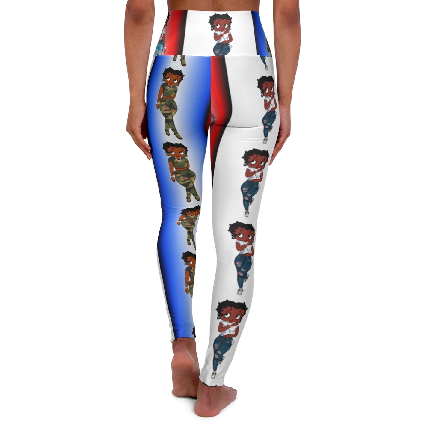 Betty boop red white and blue High Waisted Yoga Leggings