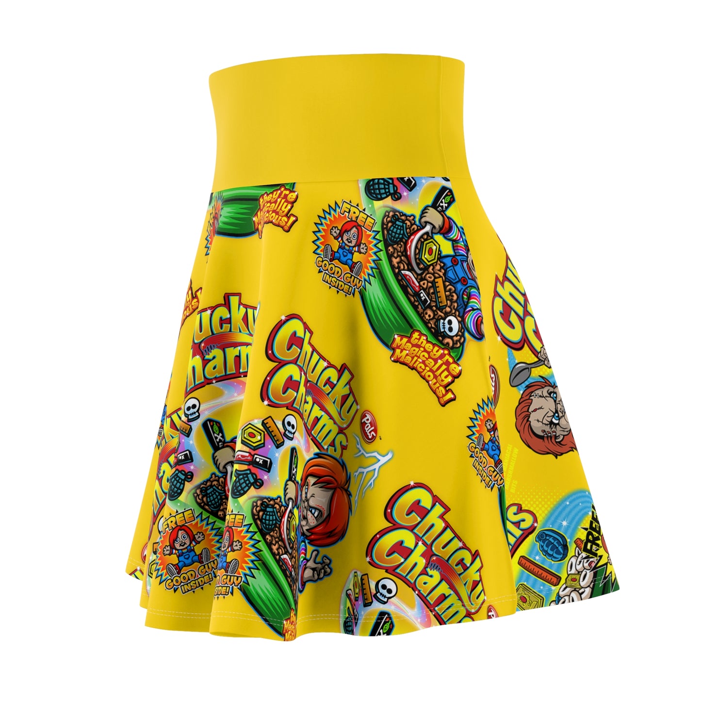 Chucky charms yellow Women's Skater Skirt (AOP)