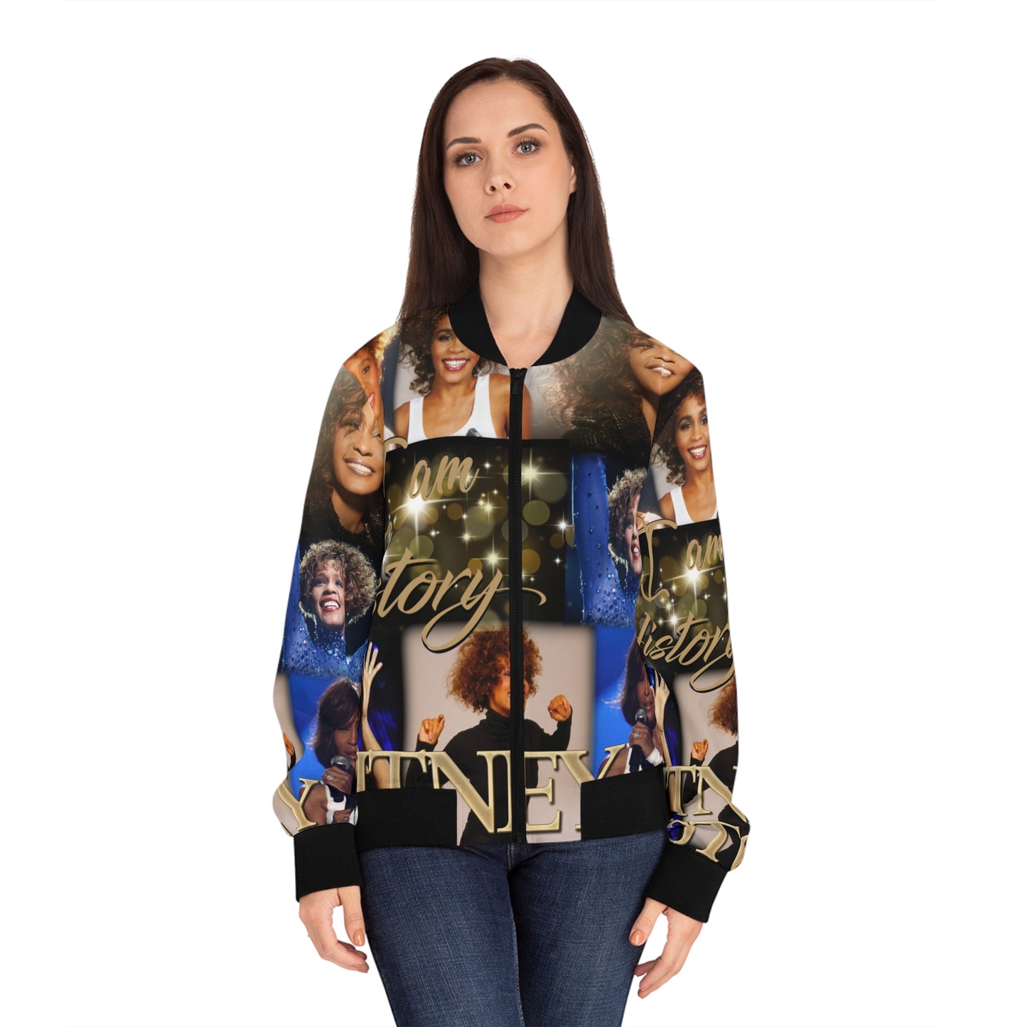 Whitney Houston Women's Bomber Jacket (AOP)