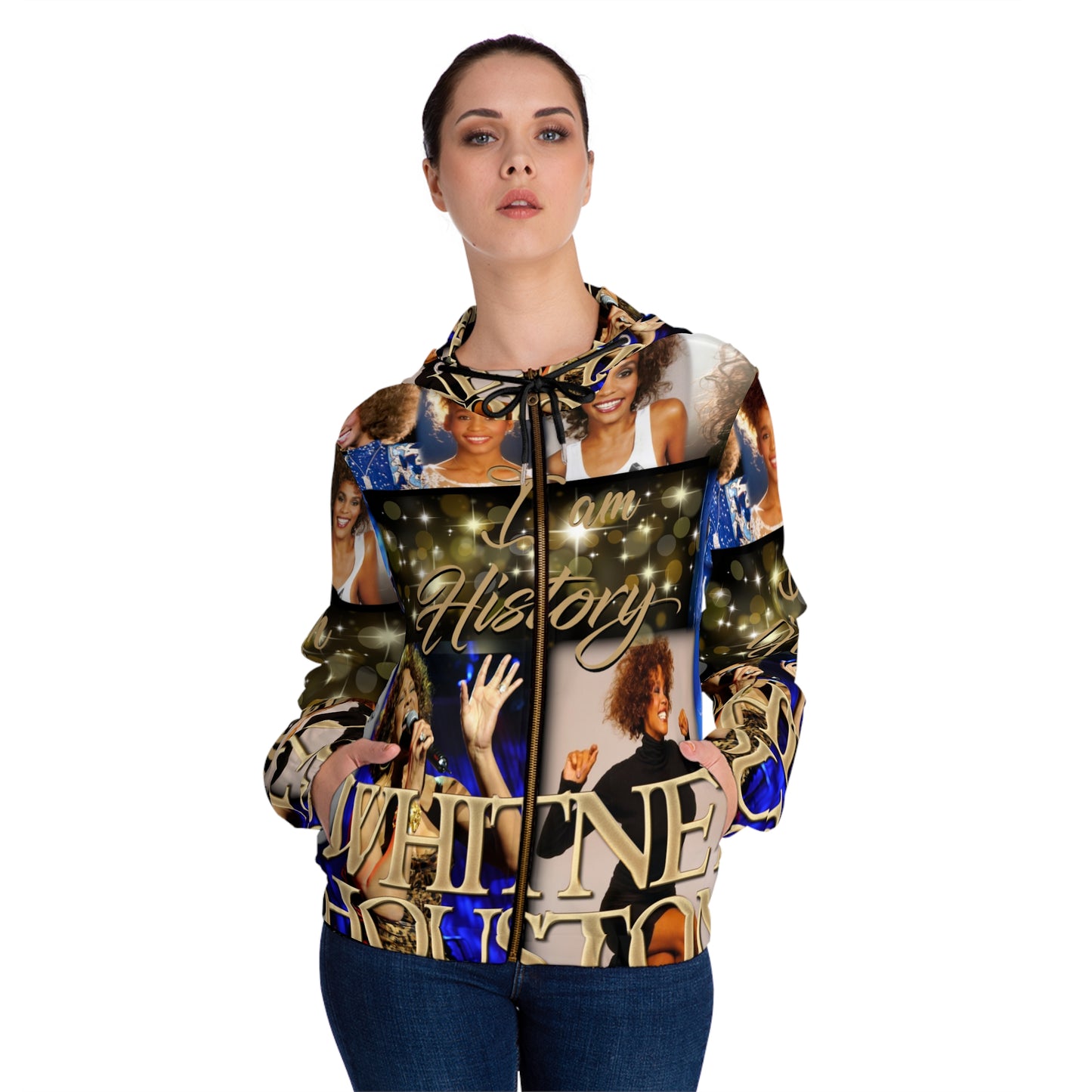Whitney Houston Womens Full-Zip Hoodie (AOP)