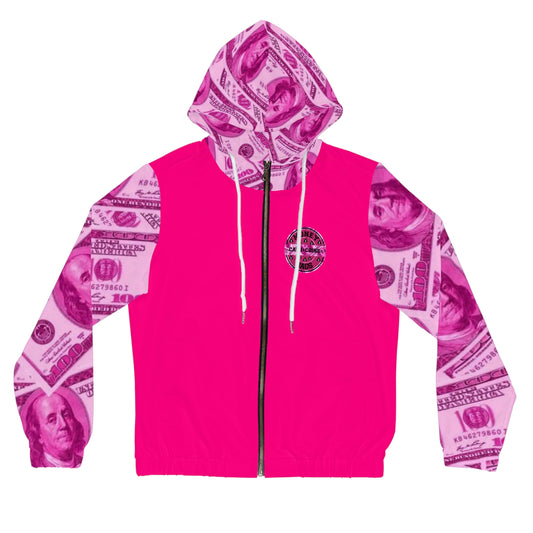 Money bags pink Women’s Full-Zip Hoodie (AOP)