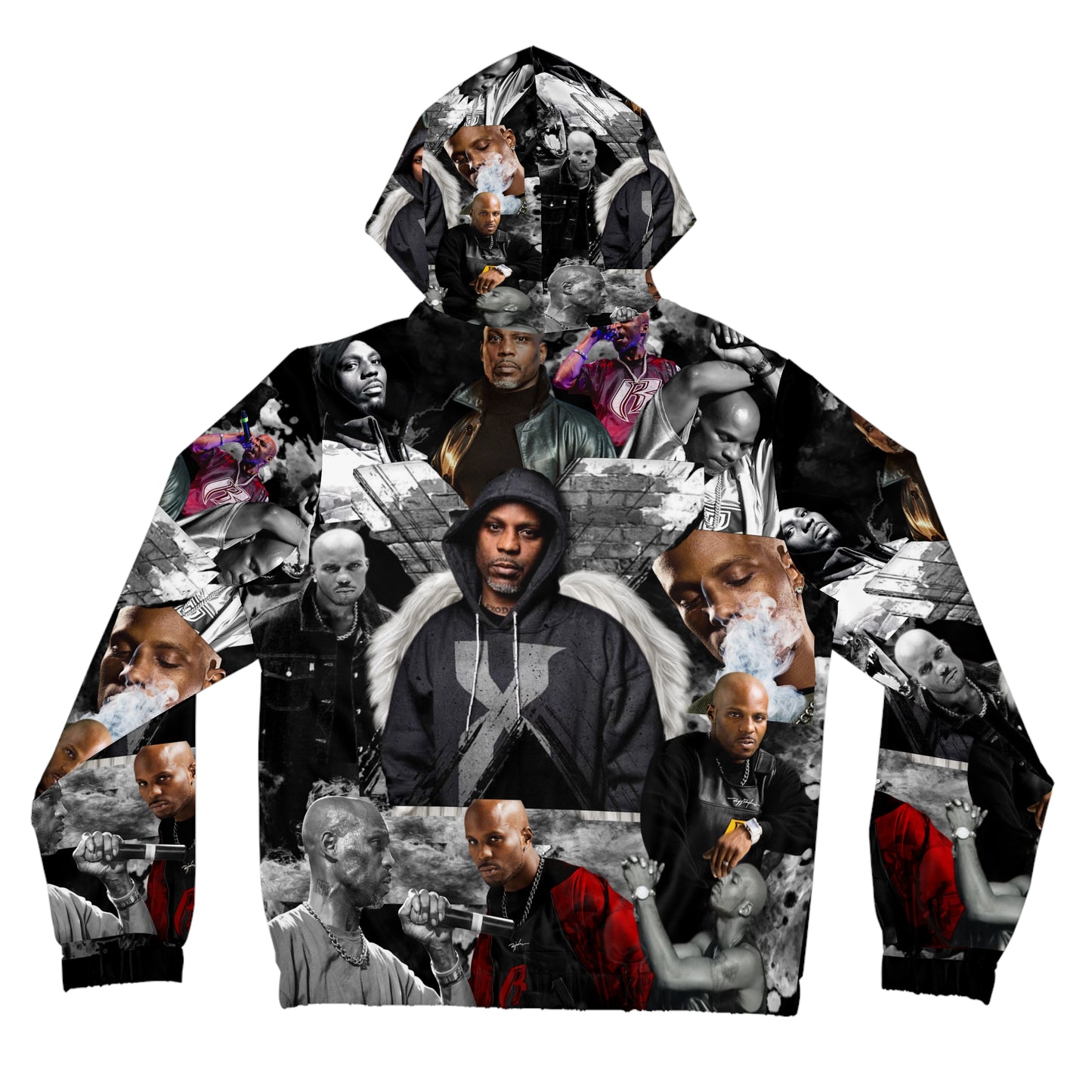 DMX black and gray Womens Full-Zip Hoodie (AOP)