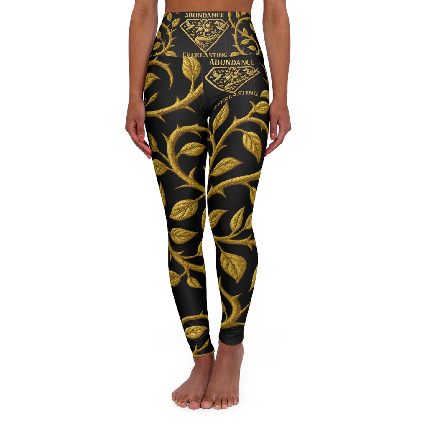 Abundance Everlasting black and gold Vibrant High Waisted Yoga Leggings, Colorful Activewear, Pilates Pants, Fitness Leggings, Yoga Outfits, Stylish Exercise Clothing