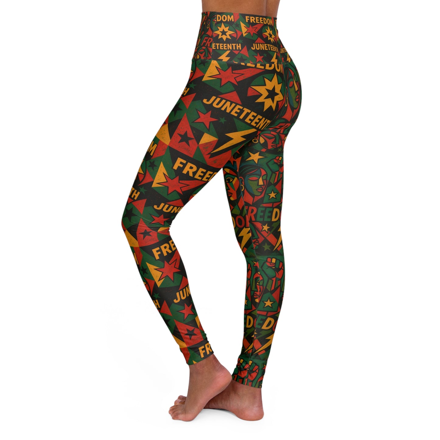Juneteenth freedom theme Vibrant High Waisted Yoga Leggings, Colorful Activewear, Pilates Pants, Fitness Leggings, Yoga Outfits, Stylish Exercise Clothing