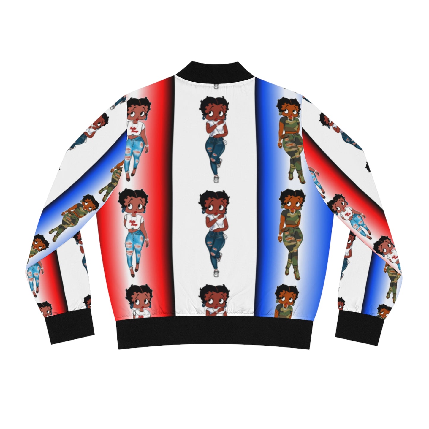 Betty boop red white and blue Women's Bomber Jacket (AOP)