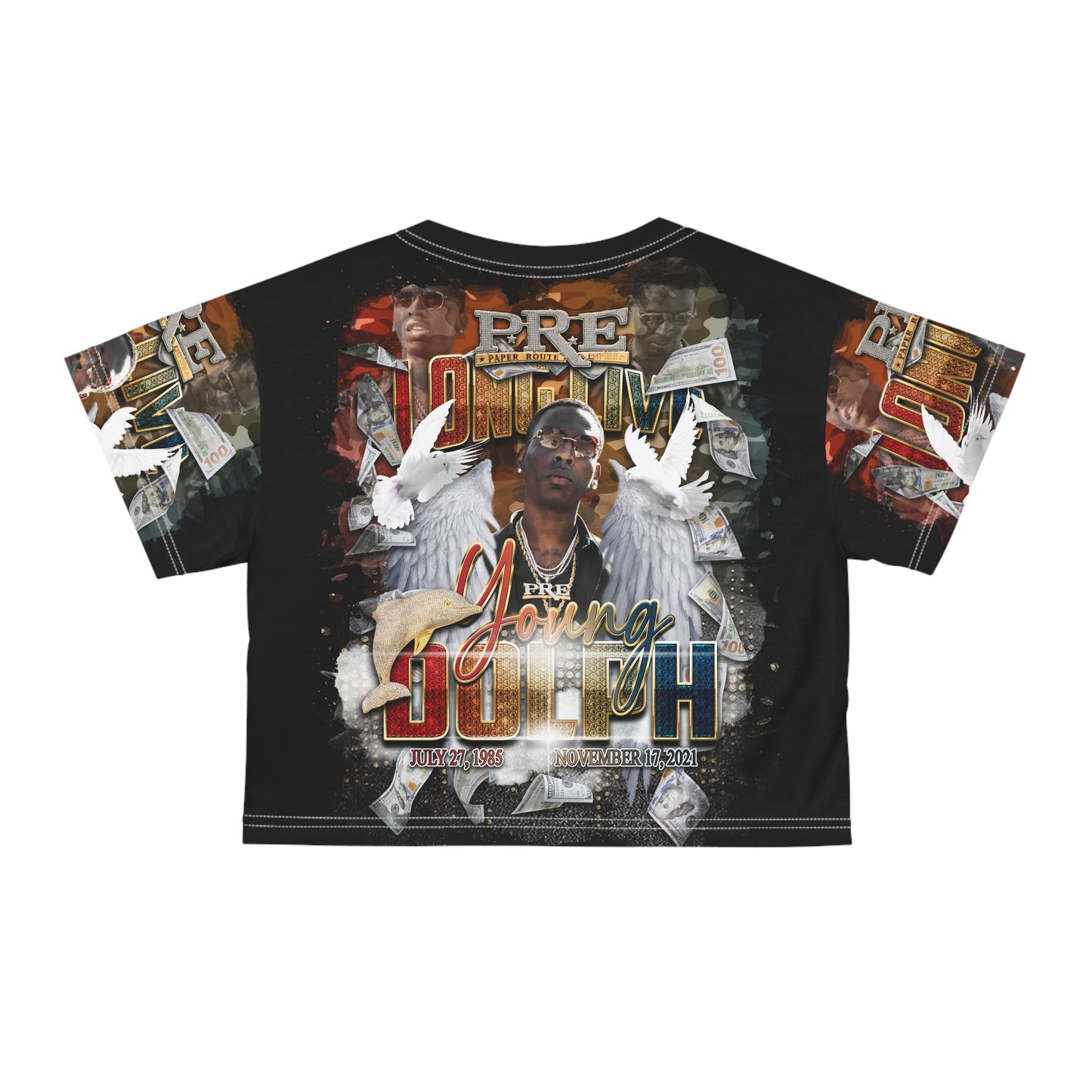 Young Dolph Black Crop Tee (AOP)