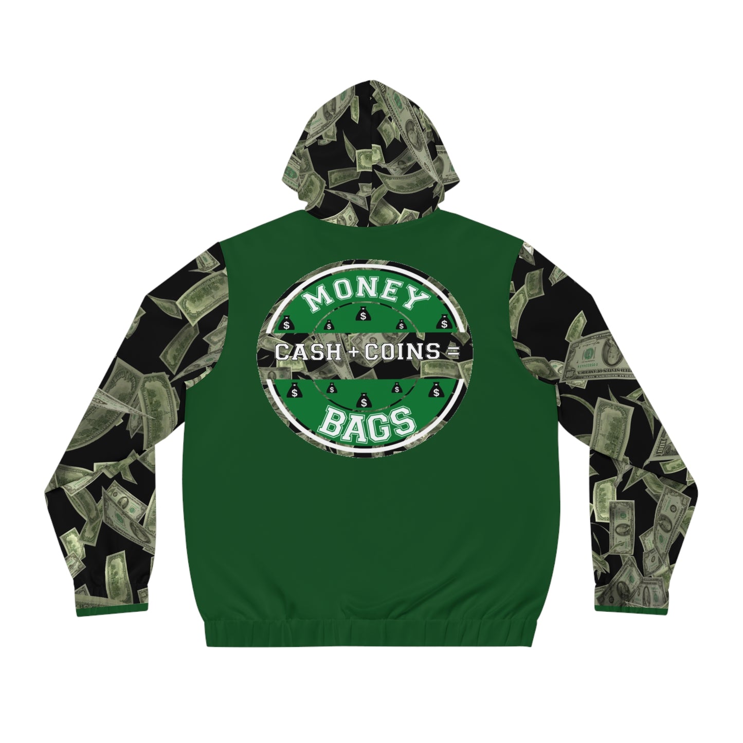 Money bags green and black Men's Full-Zip Hoodie (AOP)