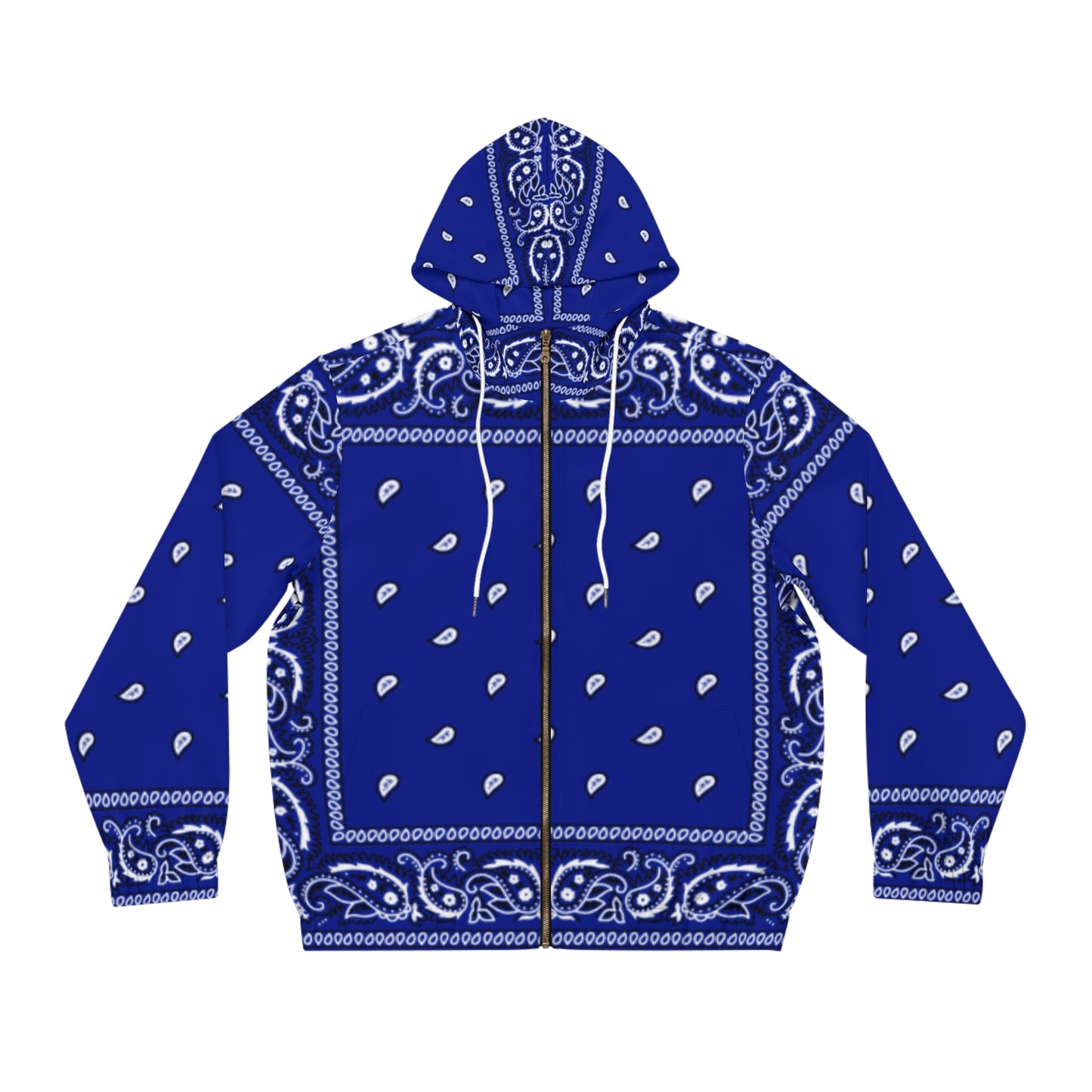 Bandana blue Men's Full-Zip Hoodie (AOP)