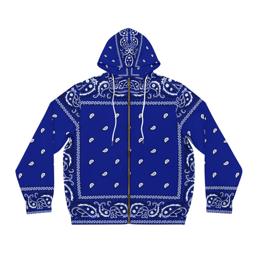 Bandana blue Men's Full-Zip Hoodie (AOP)