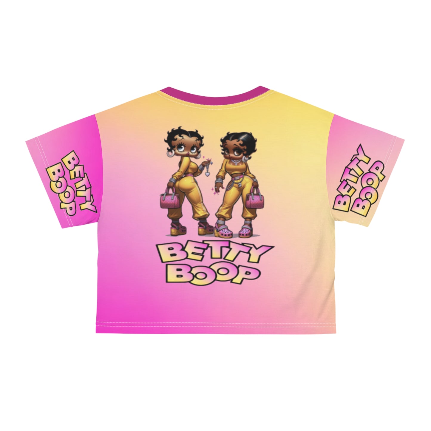 Betty boop pink and yellow Crop Tee (AOP)