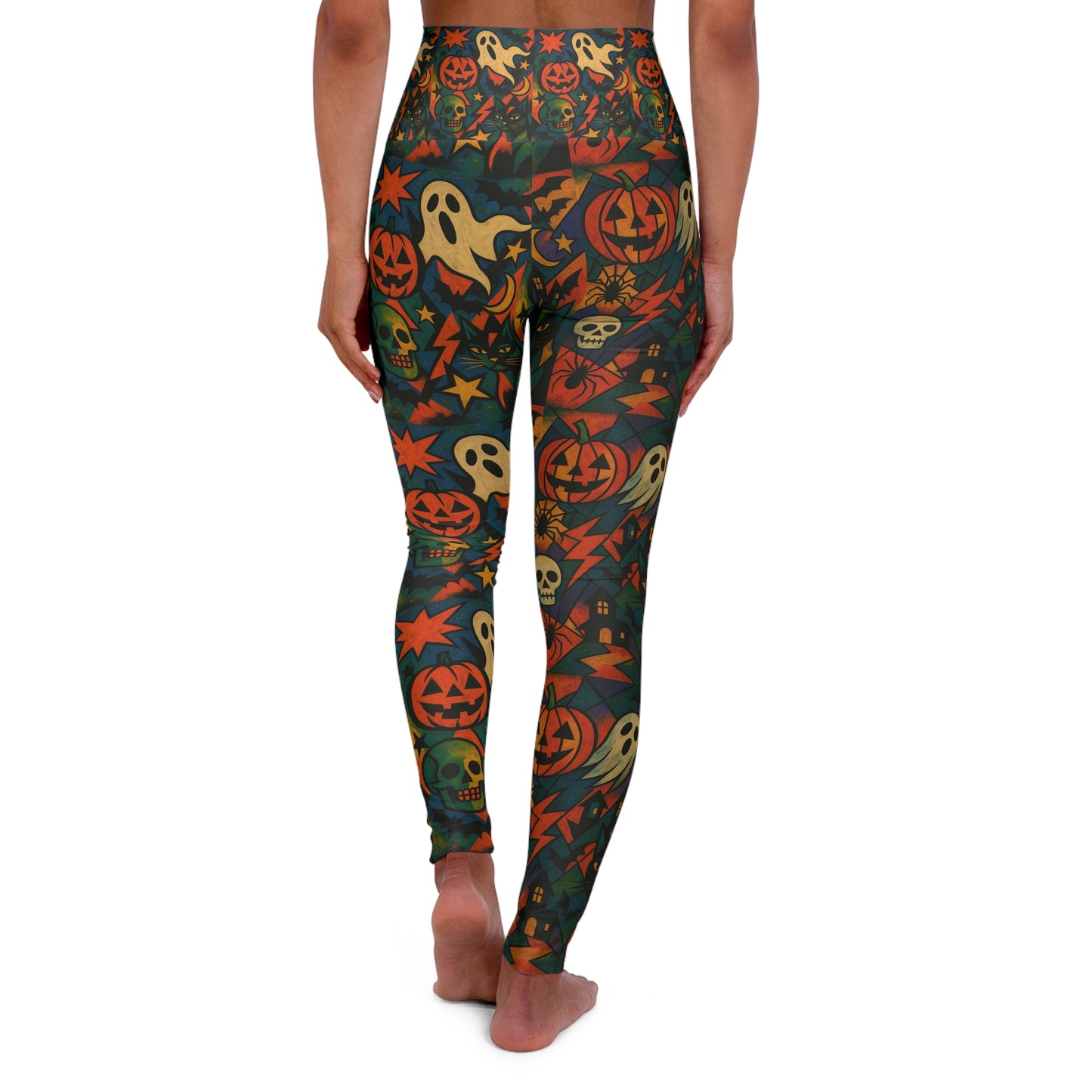 Halloween theme Vibrant High Waisted Yoga Leggings, Colorful Activewear, Pilates Pants, Fitness Leggings, Yoga Outfits, Stylish Exercise Clothing