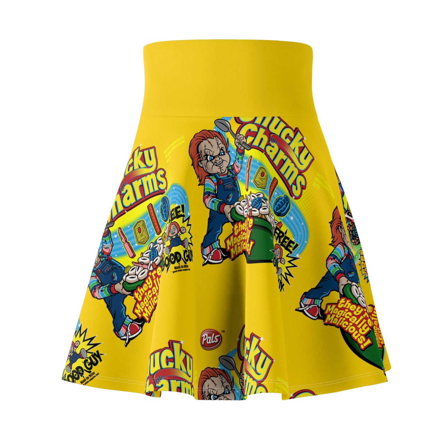 Chucky charms yellow Women's Skater Skirt (AOP)