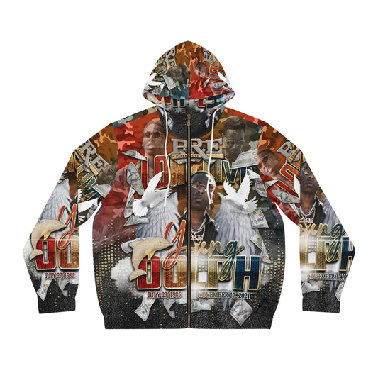 Young Dolph multi-color camouflage Men's Full-Zip Hoodie (AOP)