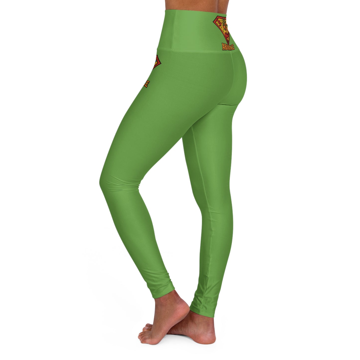 Abundance High Waisted Green Yoga Leggings, Inspirational Activewear, Fitness Leggings, Workout Pants, Gift for Yogis