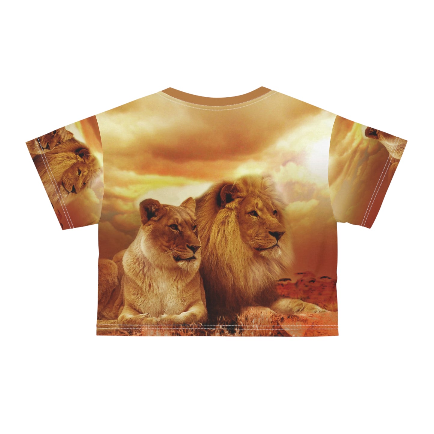 Lion and lioness ,Leo ,AOP Crop Tee