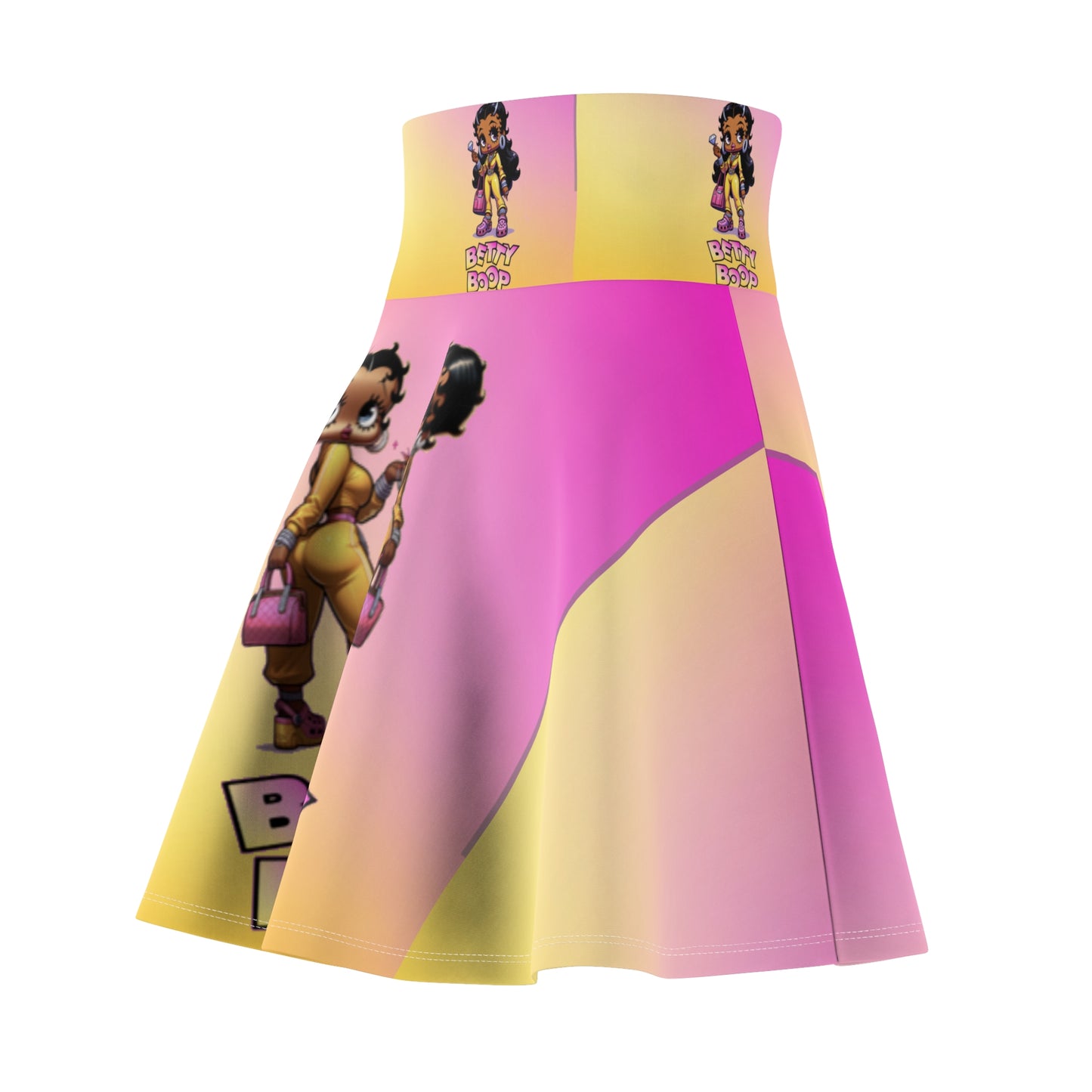Betty boop pink and yellow Women's Skater Skirt (AOP)