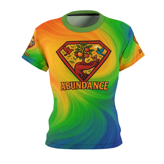 Abundance vibrant Women's Tee - Colorful Graphic Shirt for Positive Vibes, Festival Wear, Motivational Gift, Eco-Friendly Apparel