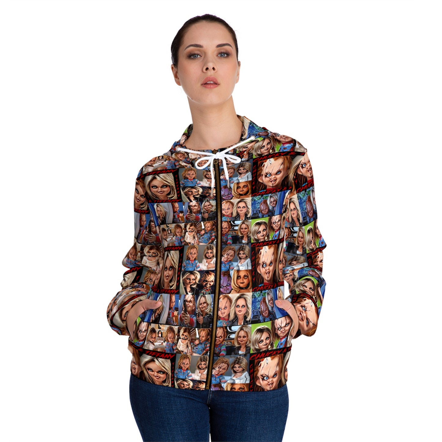 Chucky and Bride of Chucky Womens Full-Zip Hoodie (AOP)