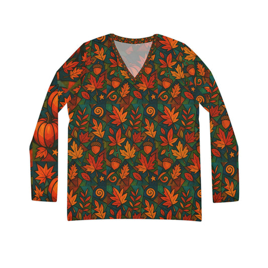 Fall time theme V-neck Shirt, Rainbow Vibe Top, Gift for Her, Boho Style Apparel, Positive Energy Wear, Colorful Everyday Fashion