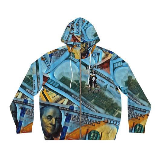 Money bags blue Men's Full-Zip Hoodie (AOP)
