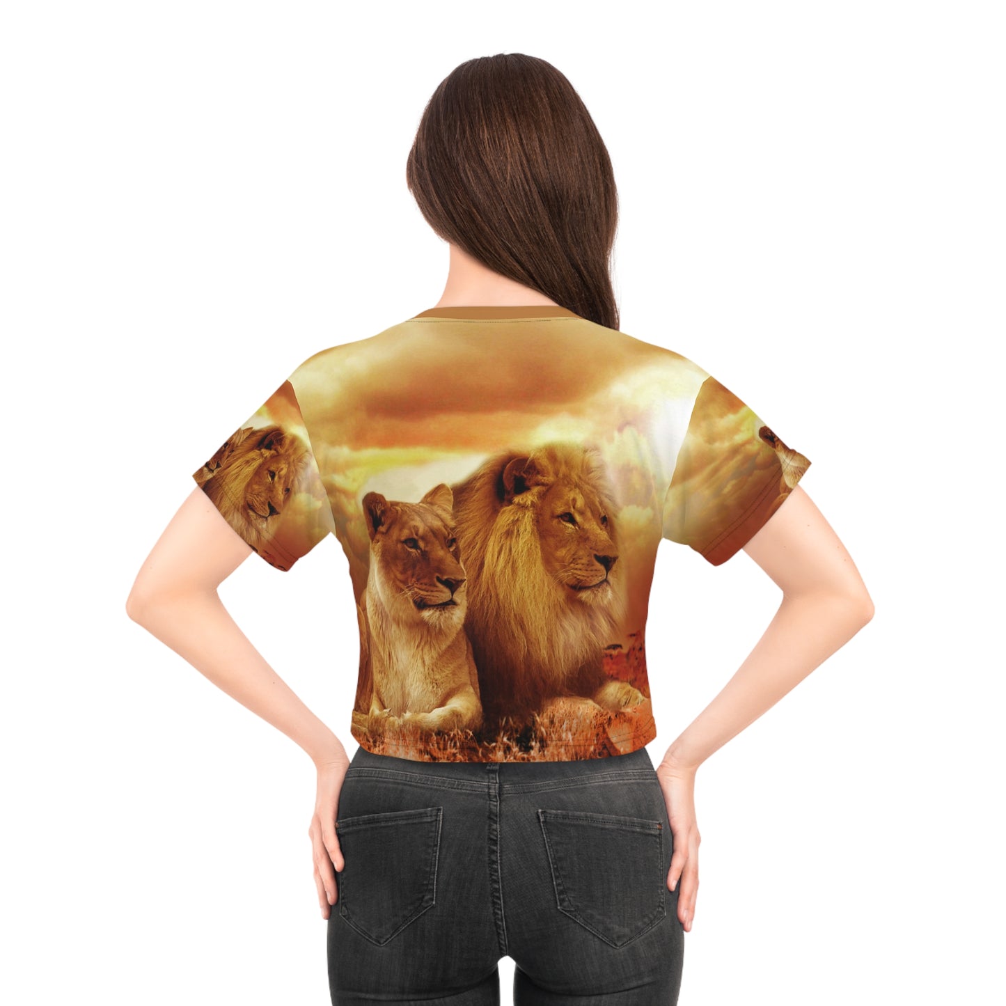 Lion and lioness ,Leo ,AOP Crop Tee