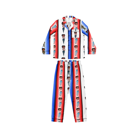 Betty boop red white and blue Women's Satin Pajamas (AOP)