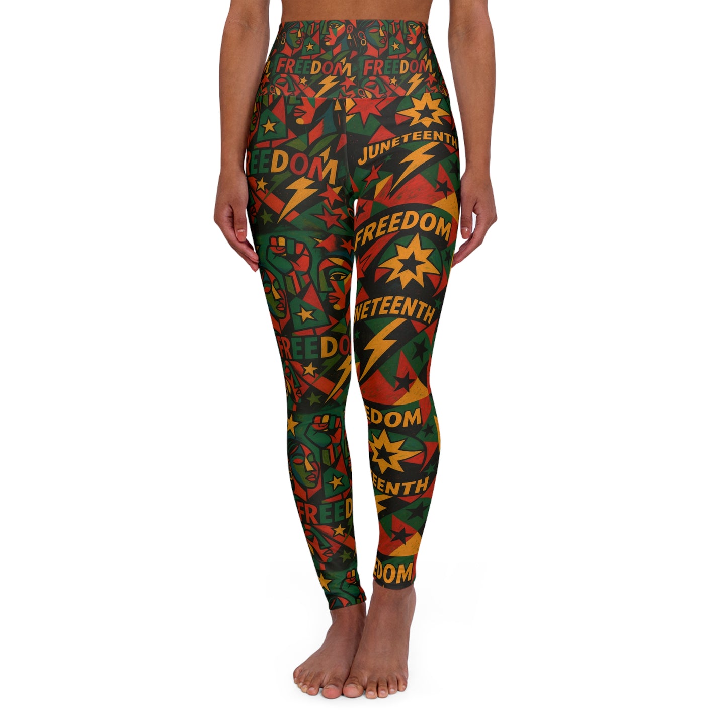 Juneteenth freedom theme Vibrant High Waisted Yoga Leggings, Colorful Activewear, Pilates Pants, Fitness Leggings, Yoga Outfits, Stylish Exercise Clothing